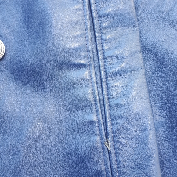 Vintage Double-breasted Leather Coat - Picture 12 of 16